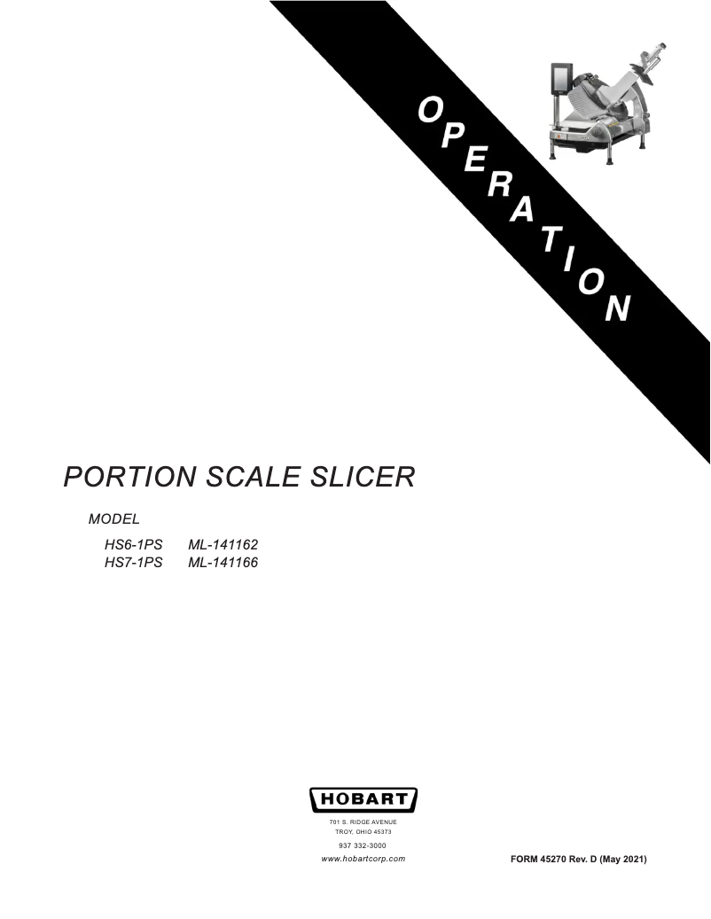 Page 1 de la notice Manuel utilisateur Hobart HS7-1PS