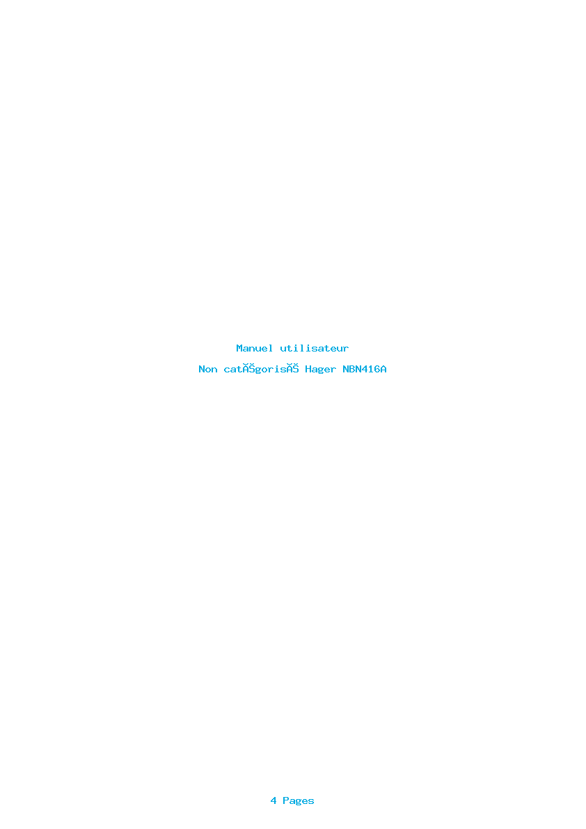 Page 1 de la notice Manuel utilisateur Hager NBN416A