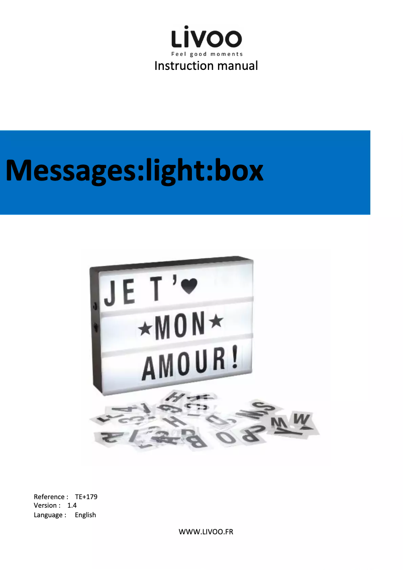 Page 1 de la notice Manuel utilisateur Livoo TEA179