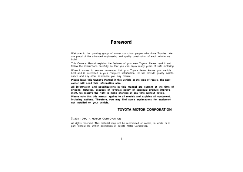 Página 1 del manual Manual de usuario Toyota Land Cruiser (1998)