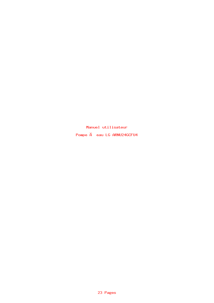 Page 1 de la notice Manuel utilisateur LG ARNU24GCFU4