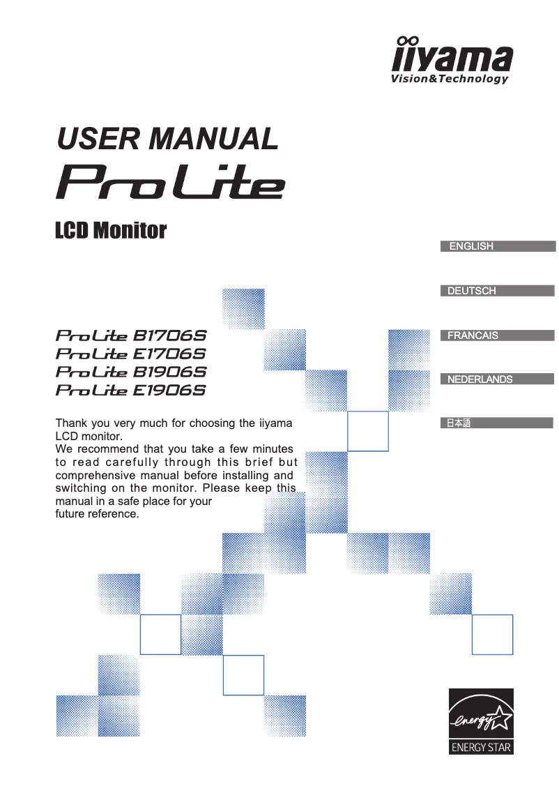 Page 1 de la notice Manuel utilisateur Iiyama ProLite E1706S-1