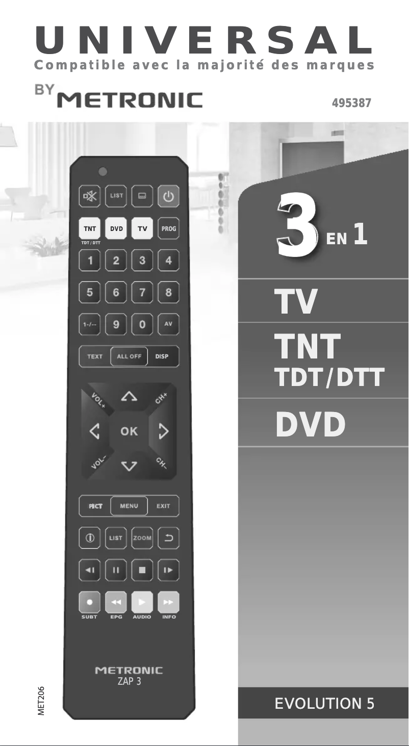 Page 1 de la notice Manuel utilisateur Metronic Evolution 5