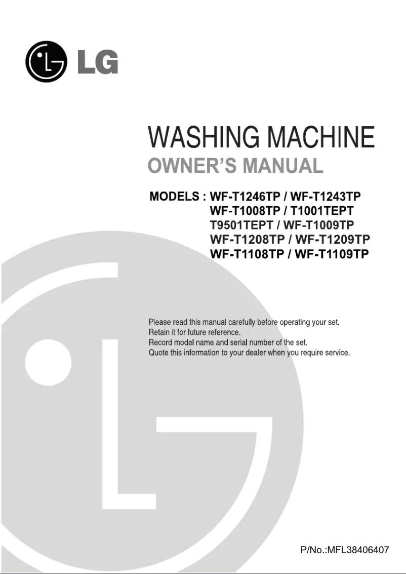 Page 1 de la notice Manuel utilisateur LG WF-T1108TP