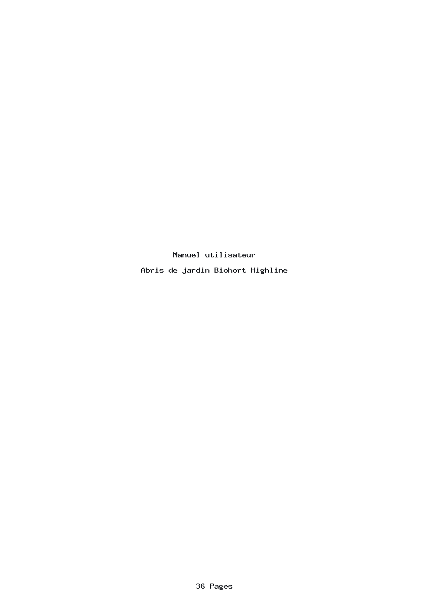 Page 1 de la notice Manuel utilisateur Biohort Highline