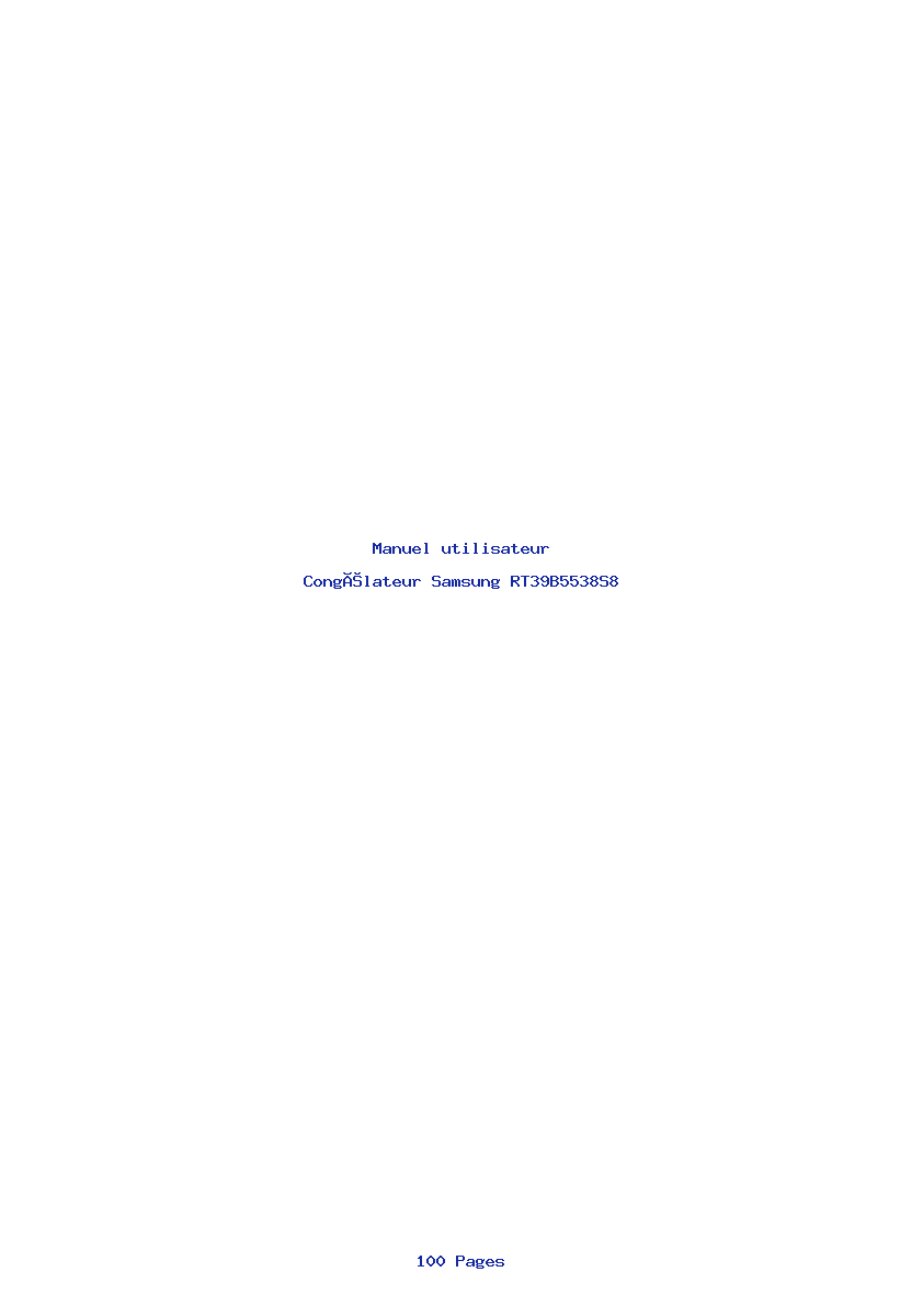 Page 1 de la notice Manuel utilisateur Samsung RT39B5538S8