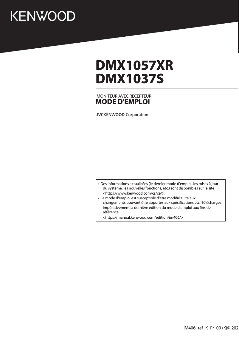 Page 1 de la notice Manuel utilisateur Kenwood DMX1057XR