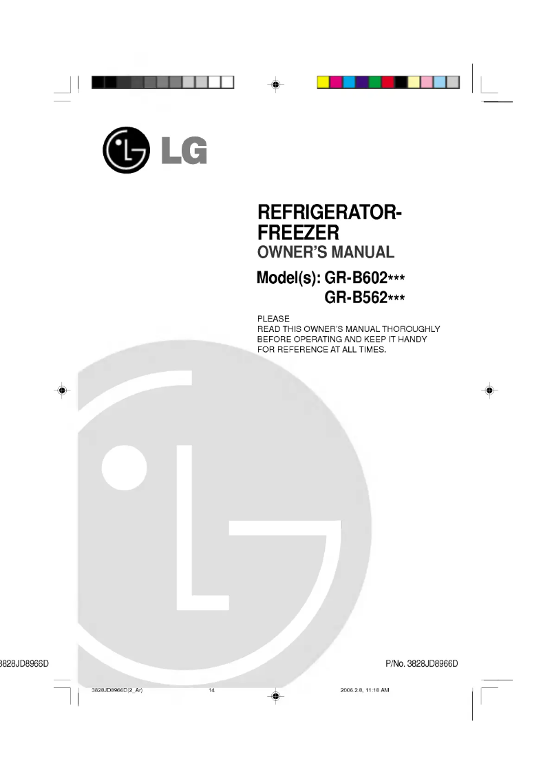 Page 1 de la notice Manuel utilisateur LG GR-B602Q