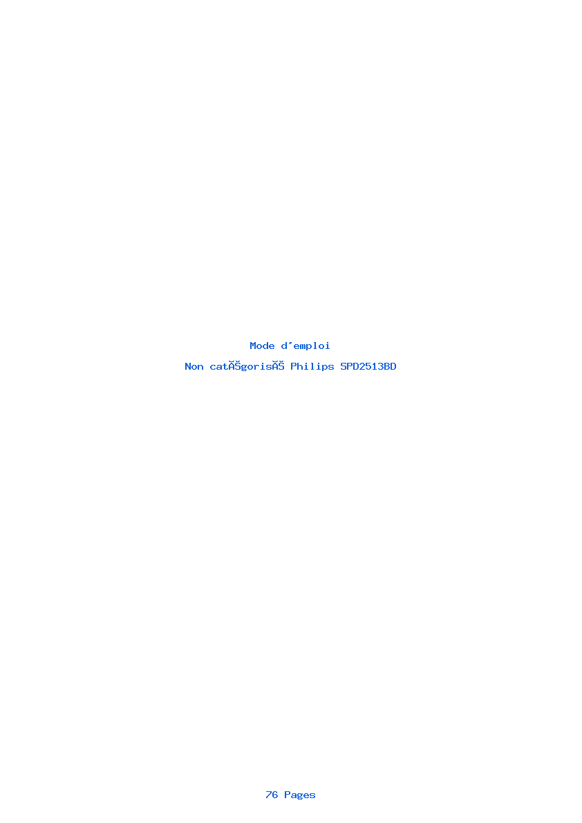 Page 1 de la notice Mode d'emploi Philips SPD2513BD