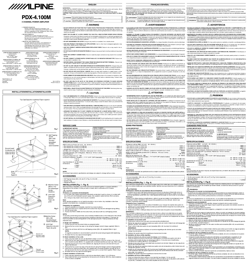 Page 1 de la notice Manuel utilisateur Alpine PDX-4.100M