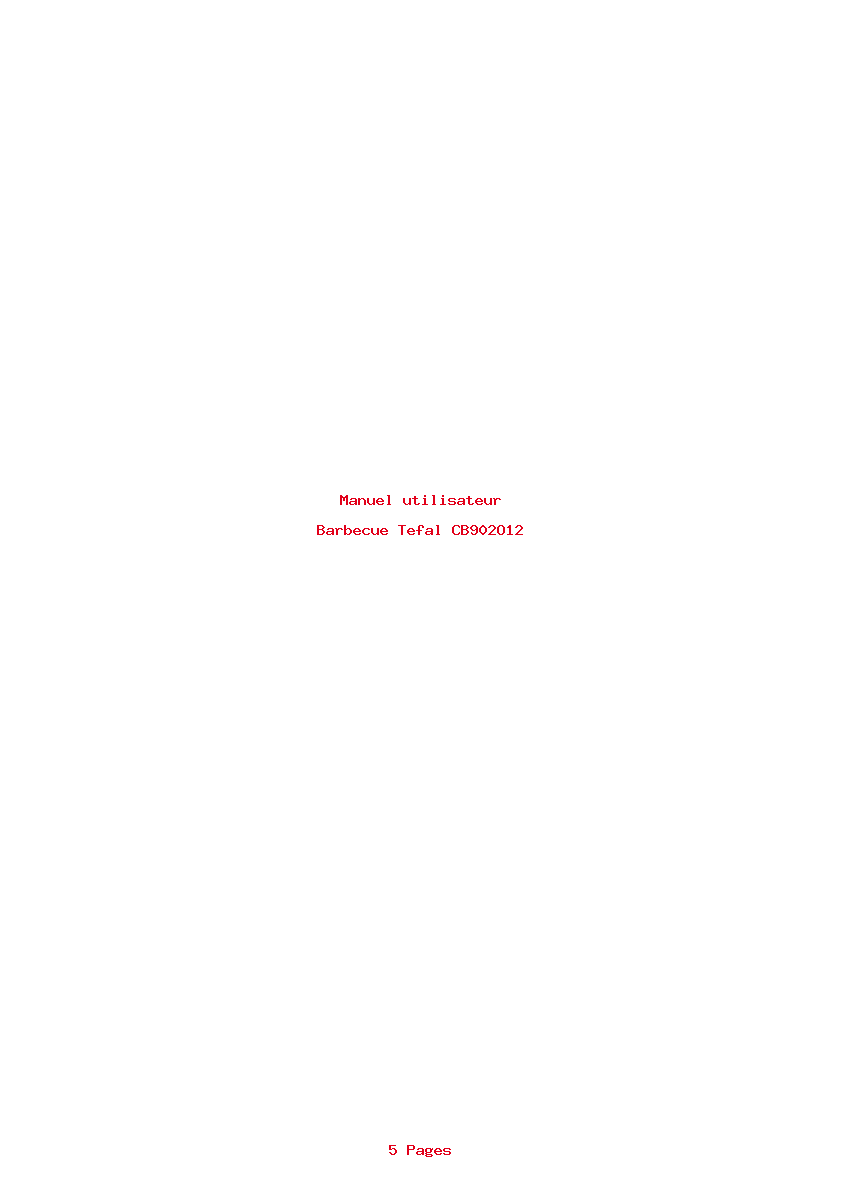 Page 1 de la notice Manuel utilisateur Tefal CB902O12
