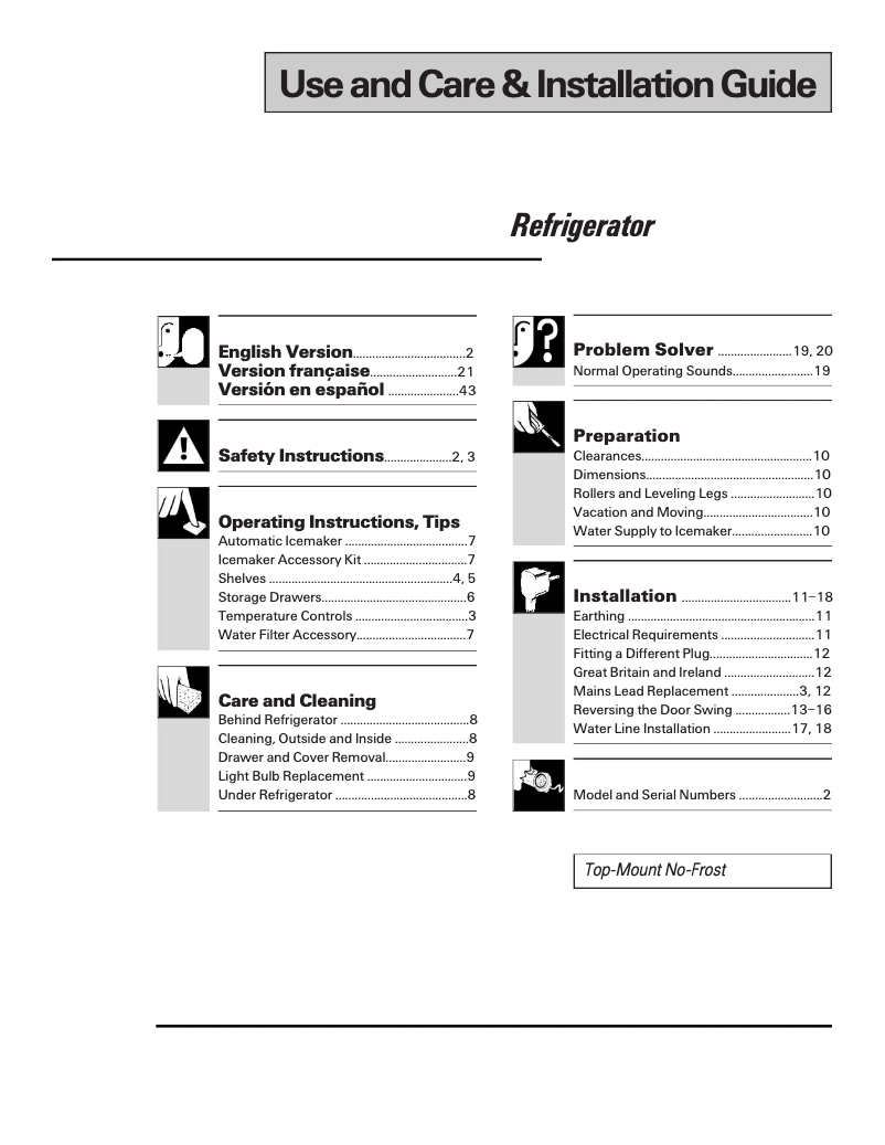 Page n°1 - Manuel utilisateur GE Profile TPG21BRDWW