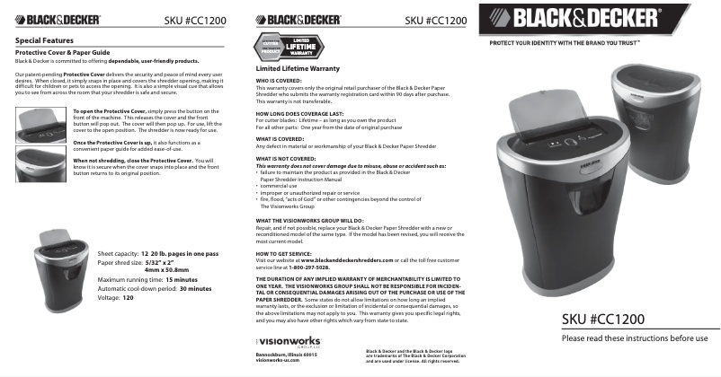 Page 1 de la notice Manuel utilisateur Black & Decker CC1200