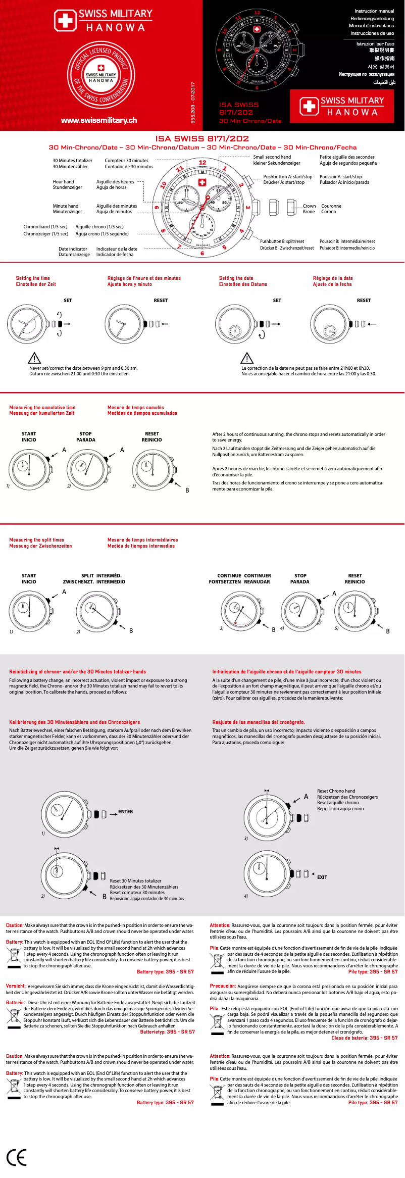 Page 1 of the manual User Manual Swiss Military Hanowa Opportunity Chrono