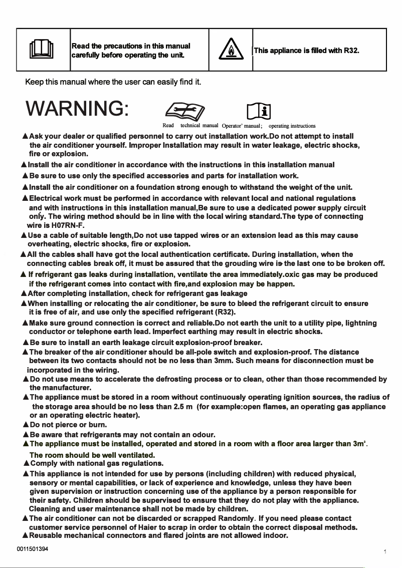 Página 1 del manual Manual de usuario Haier HSU-19LPB21