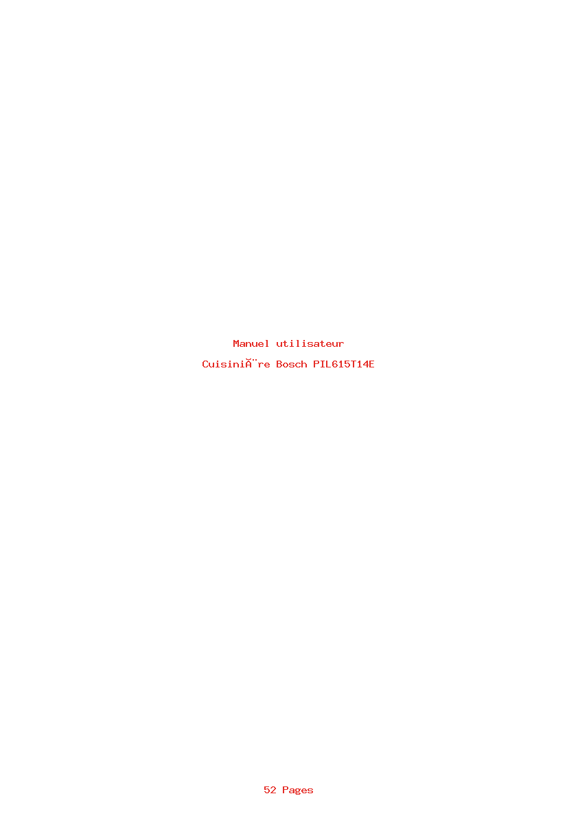 Page 1 de la notice Manuel utilisateur Bosch PIL615T14E