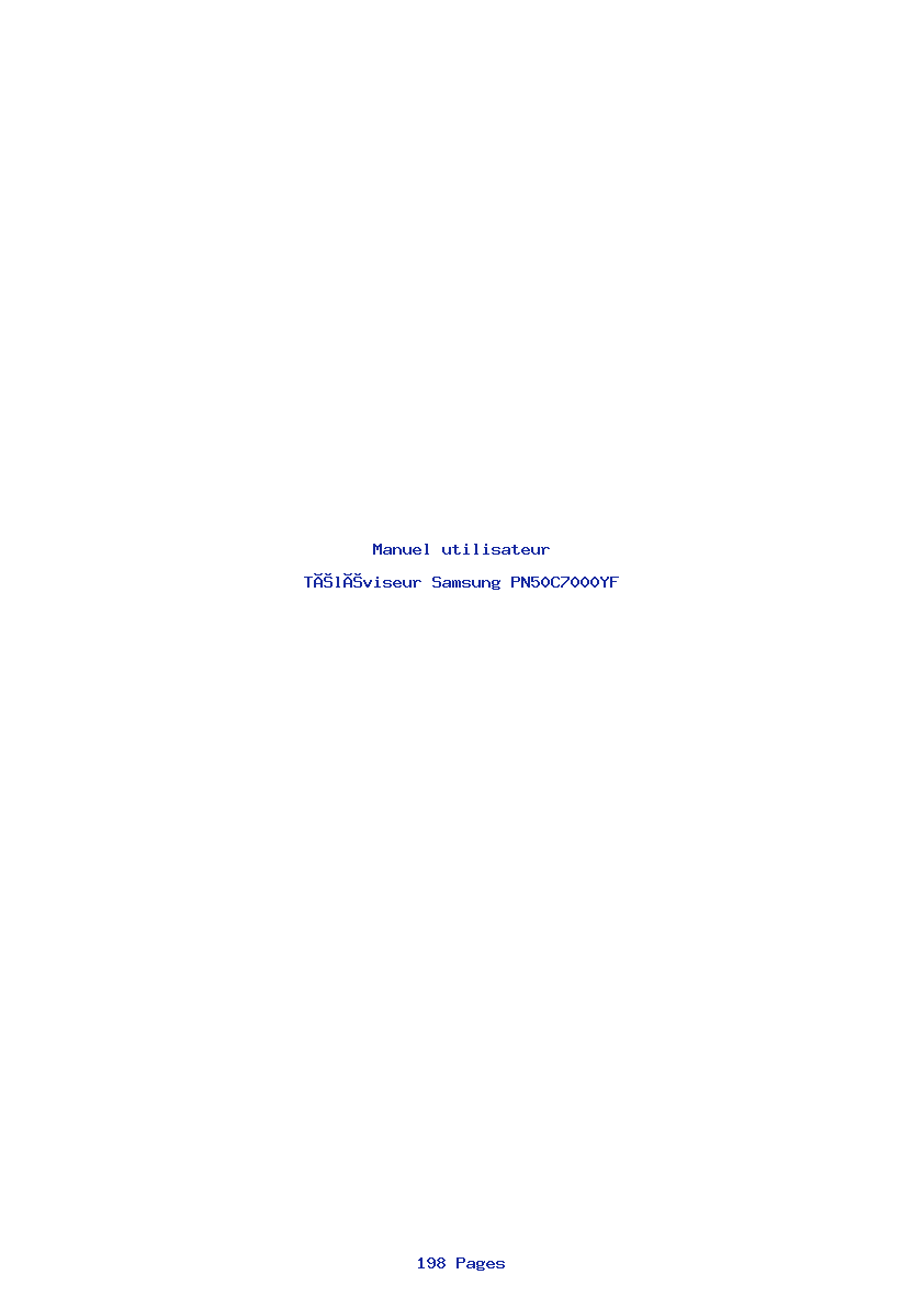 Page 1 de la notice Manuel utilisateur Samsung PN50C7000YF