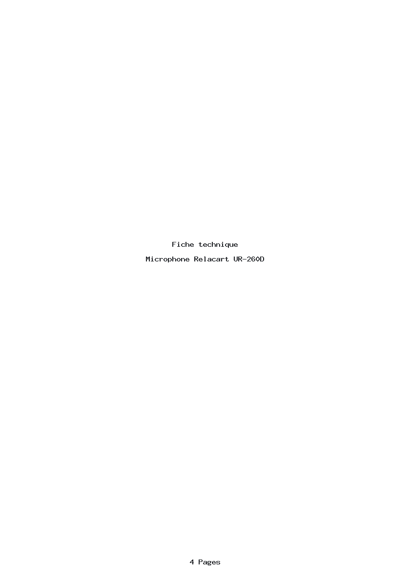 Page 1 de la notice Fiche technique Relacart UR-260D