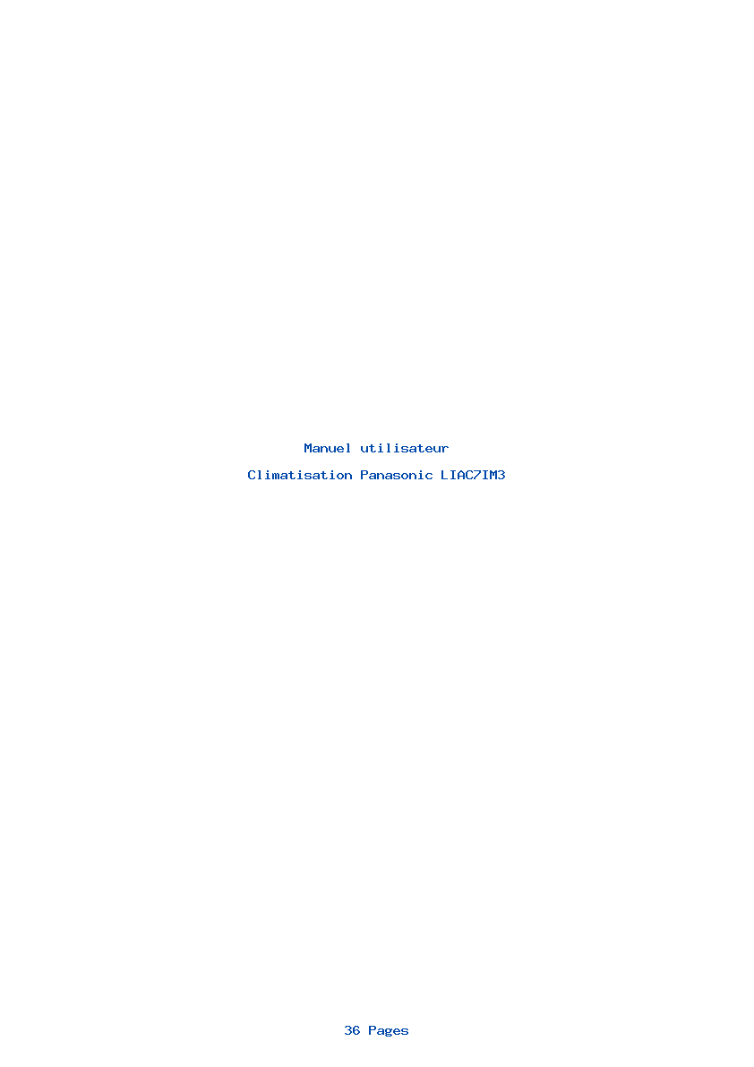 Page 1 de la notice Manuel utilisateur Panasonic LIAC7IM3