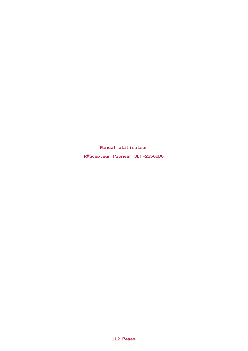 Page 1 de la notice Manuel utilisateur Pioneer DEH-2250UBG