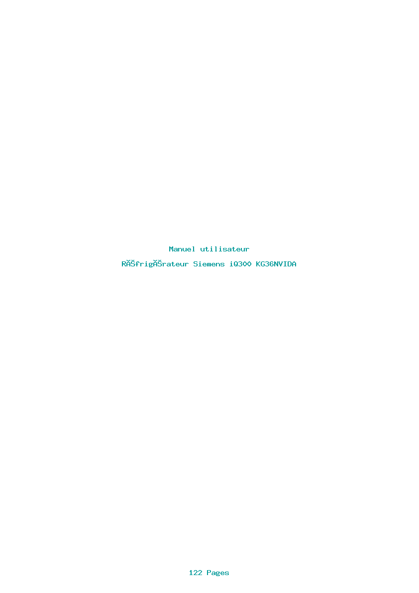 Page 1 de la notice Manuel utilisateur Siemens iQ300 KG36NVIDA