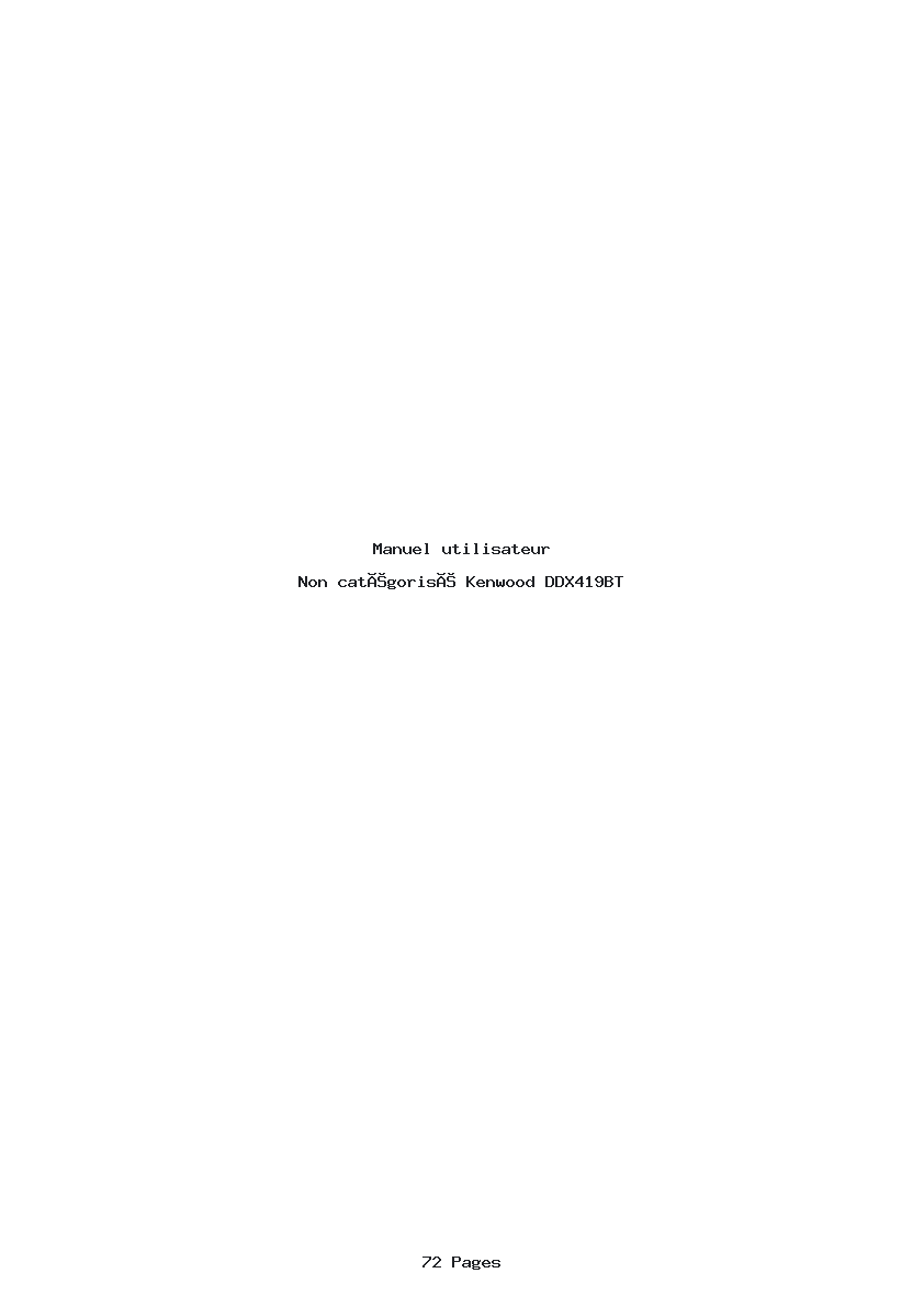 Page 1 de la notice Manuel utilisateur Kenwood DDX419BT
