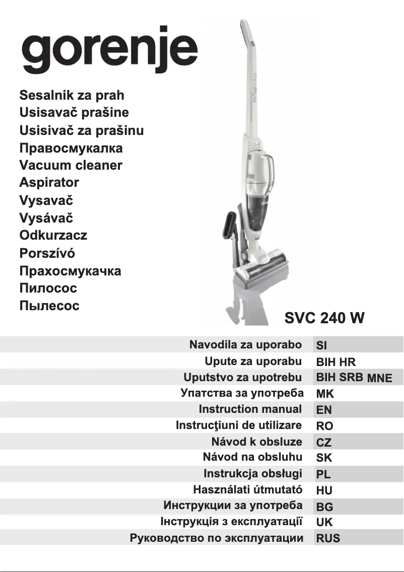 Page 1 de la notice Manuel utilisateur Gorenje SVC240W