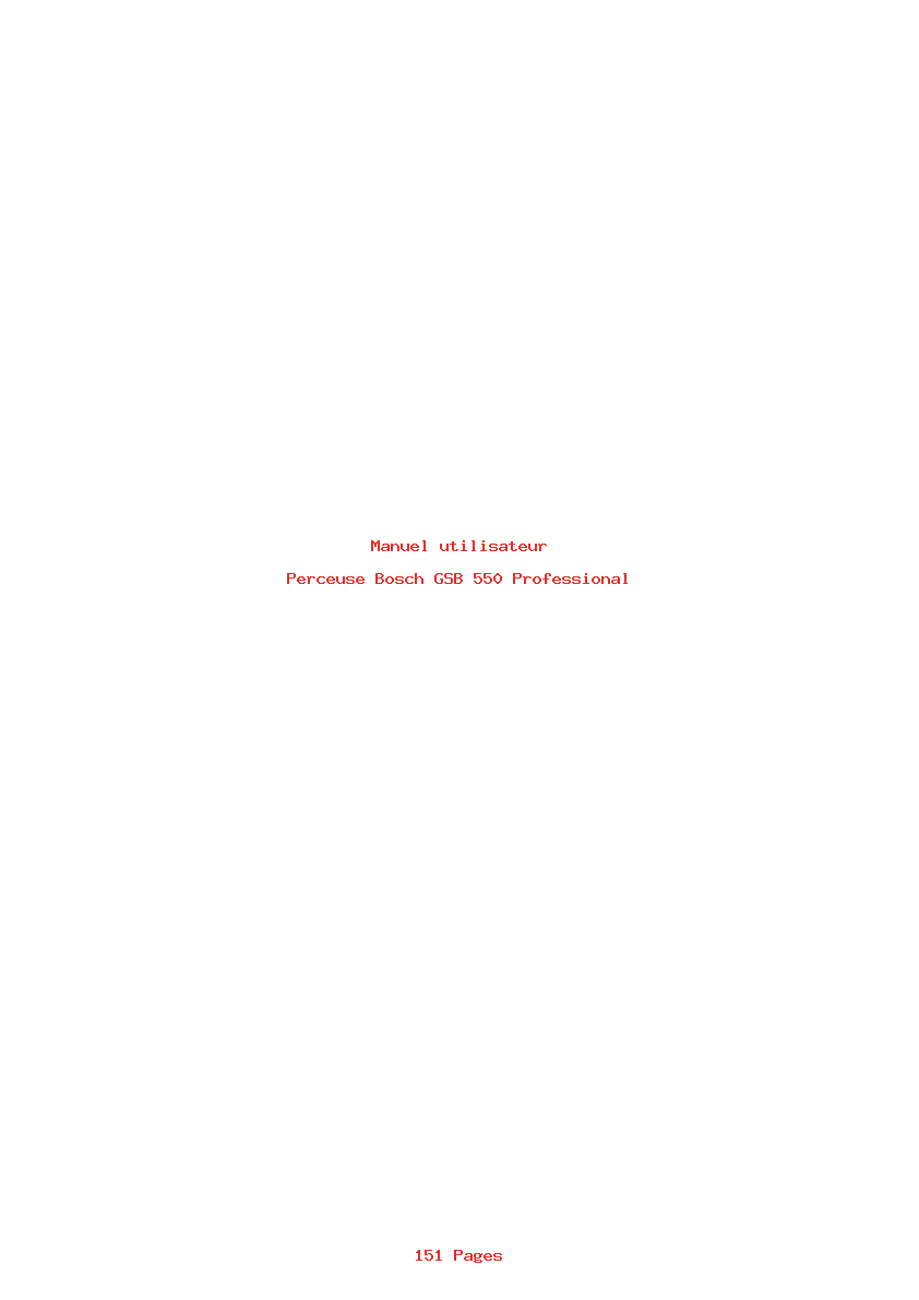 Page 1 de la notice Manuel utilisateur Bosch GSB 550 Professional