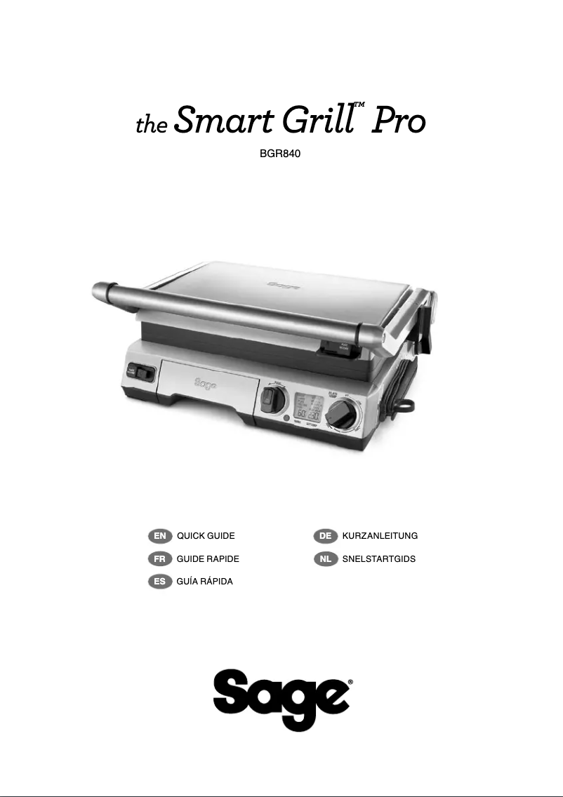 Page 1 de la notice Manuel utilisateur Sage The Smart Grill Pro BGR840