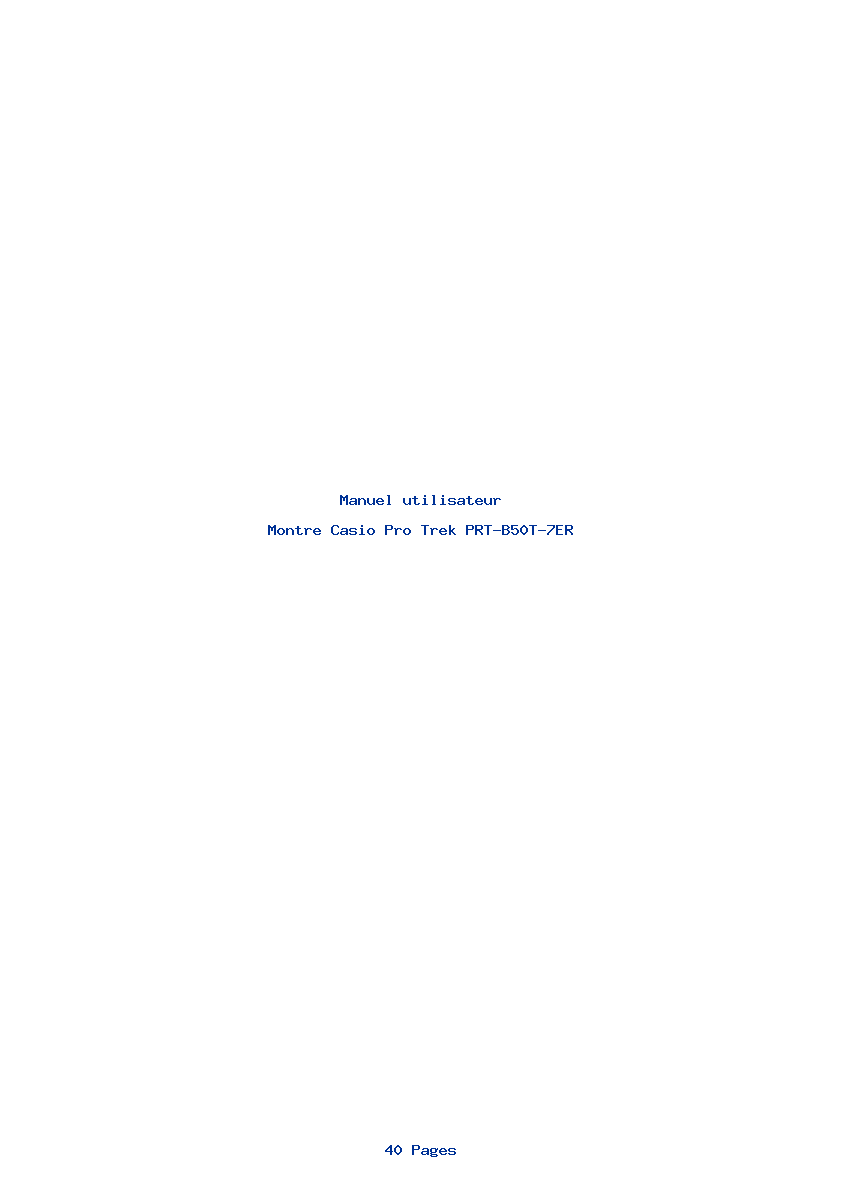 Page 1 de la notice Manuel utilisateur Casio Pro Trek PRT-B50T-7ER