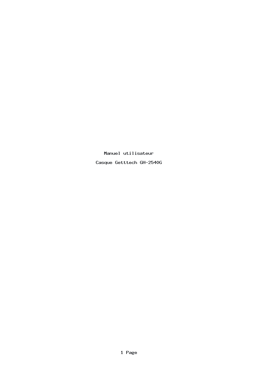 Page 1 de la notice Manuel utilisateur Getttech GH-2540G