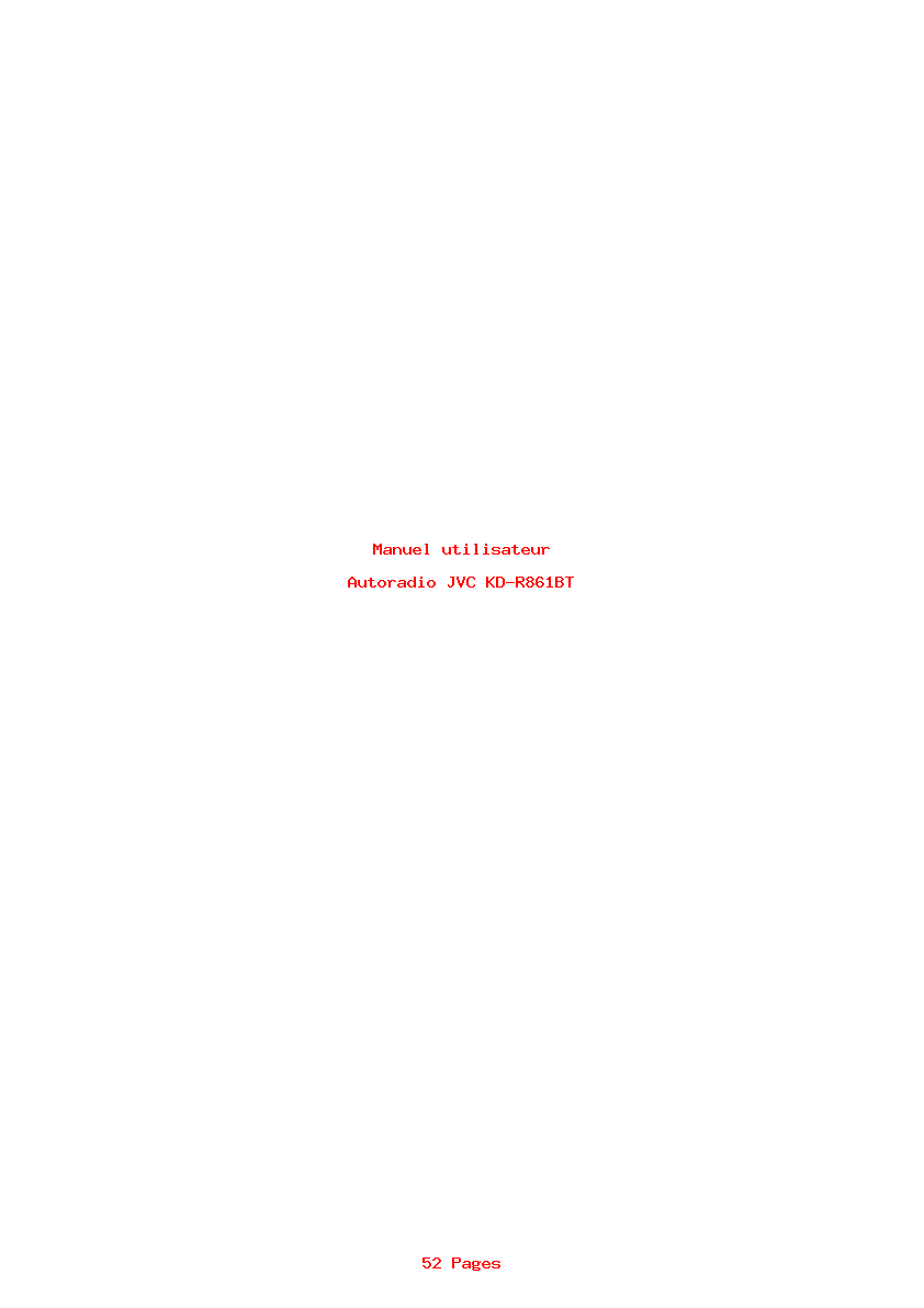 Page 1 de la notice Manuel utilisateur JVC KD-R861BT