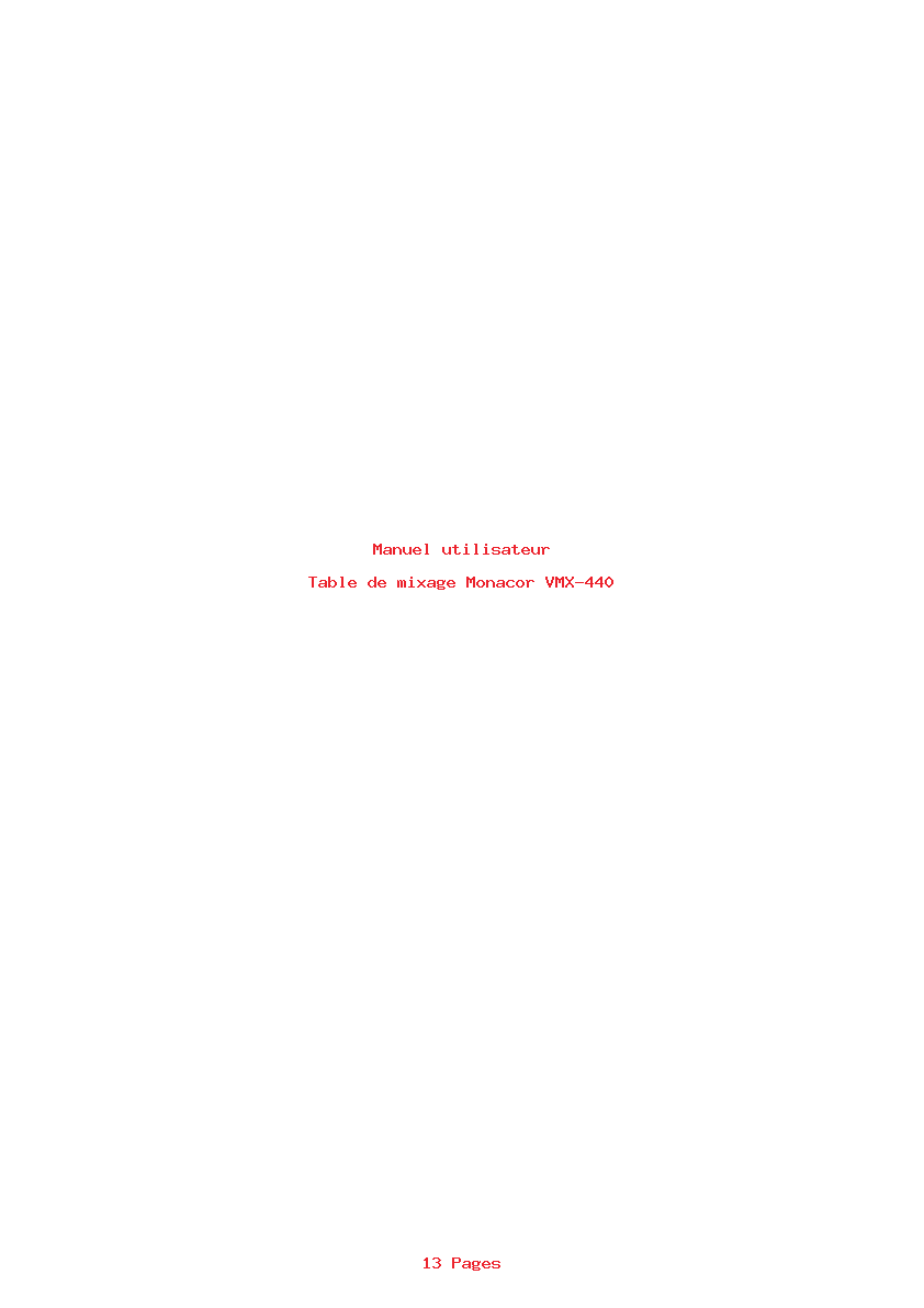 Page 1 de la notice Manuel utilisateur Monacor VMX-440