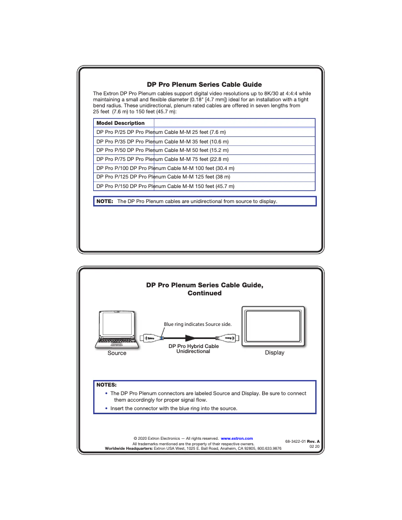 Page 1 de la notice Manuel utilisateur Extron DP Pro P/75