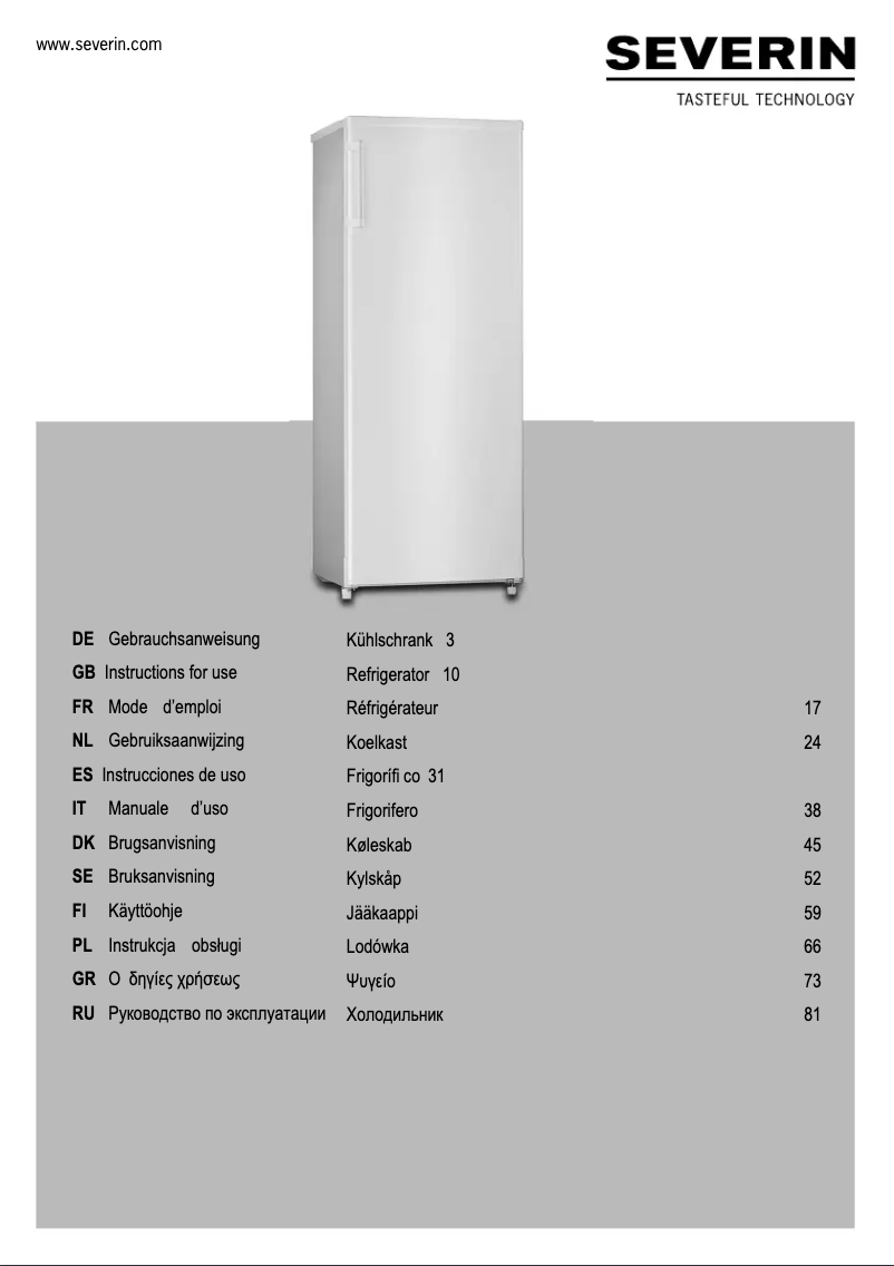 Page 1 de la notice Mode d'emploi Severin KS 9822