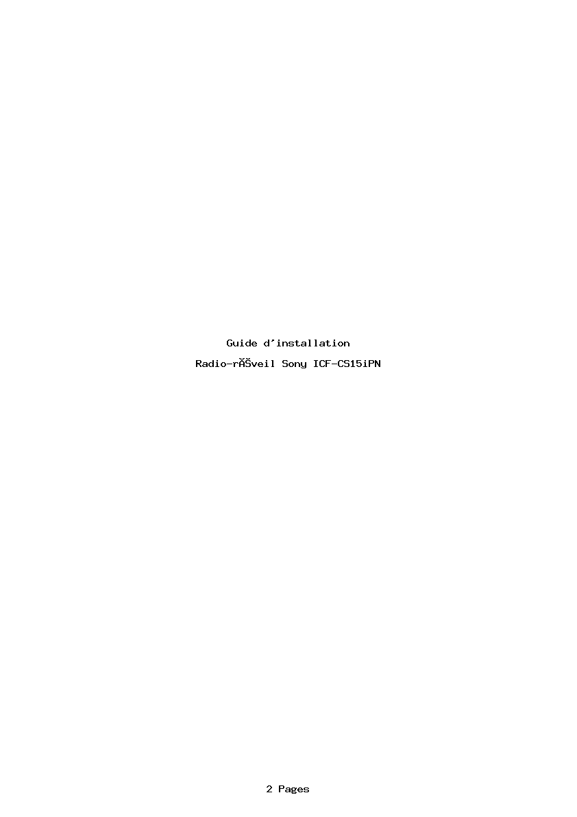 Page 1 de la notice Guide d'installation Sony ICF-CS15iPN