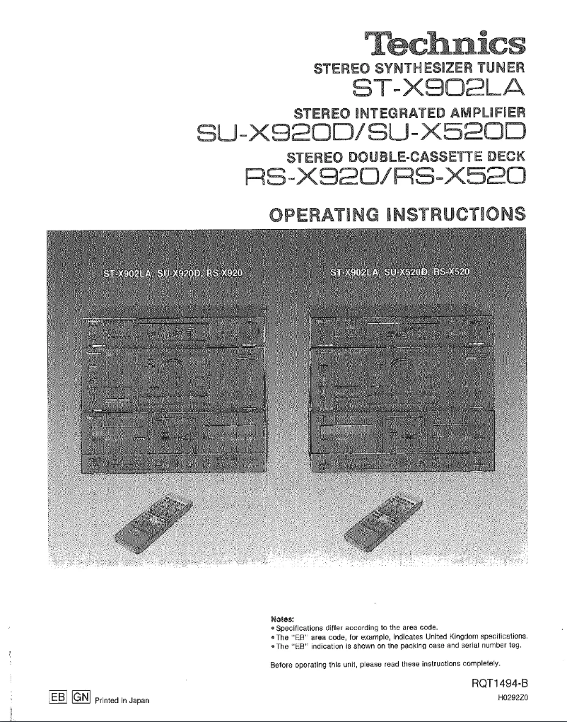 Page 1 of the manual User Manual Technics RS-X920