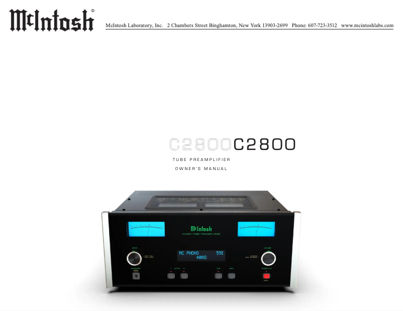 Page 1 de la notice Manuel utilisateur McIntosh C2800