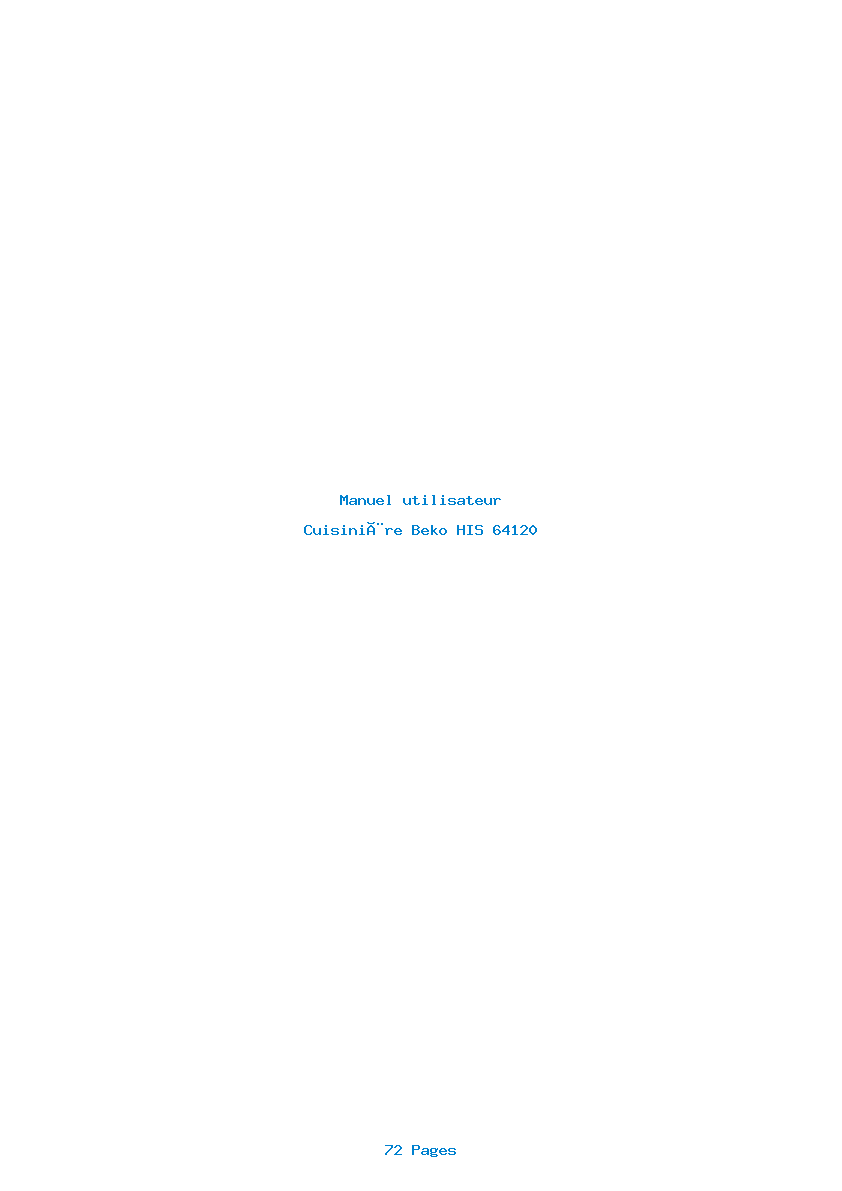 Page 1 de la notice Manuel utilisateur Beko HIS 64120