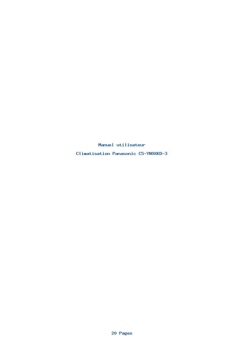 Page 1 de la notice Manuel utilisateur Panasonic CS-YN9XKD-3