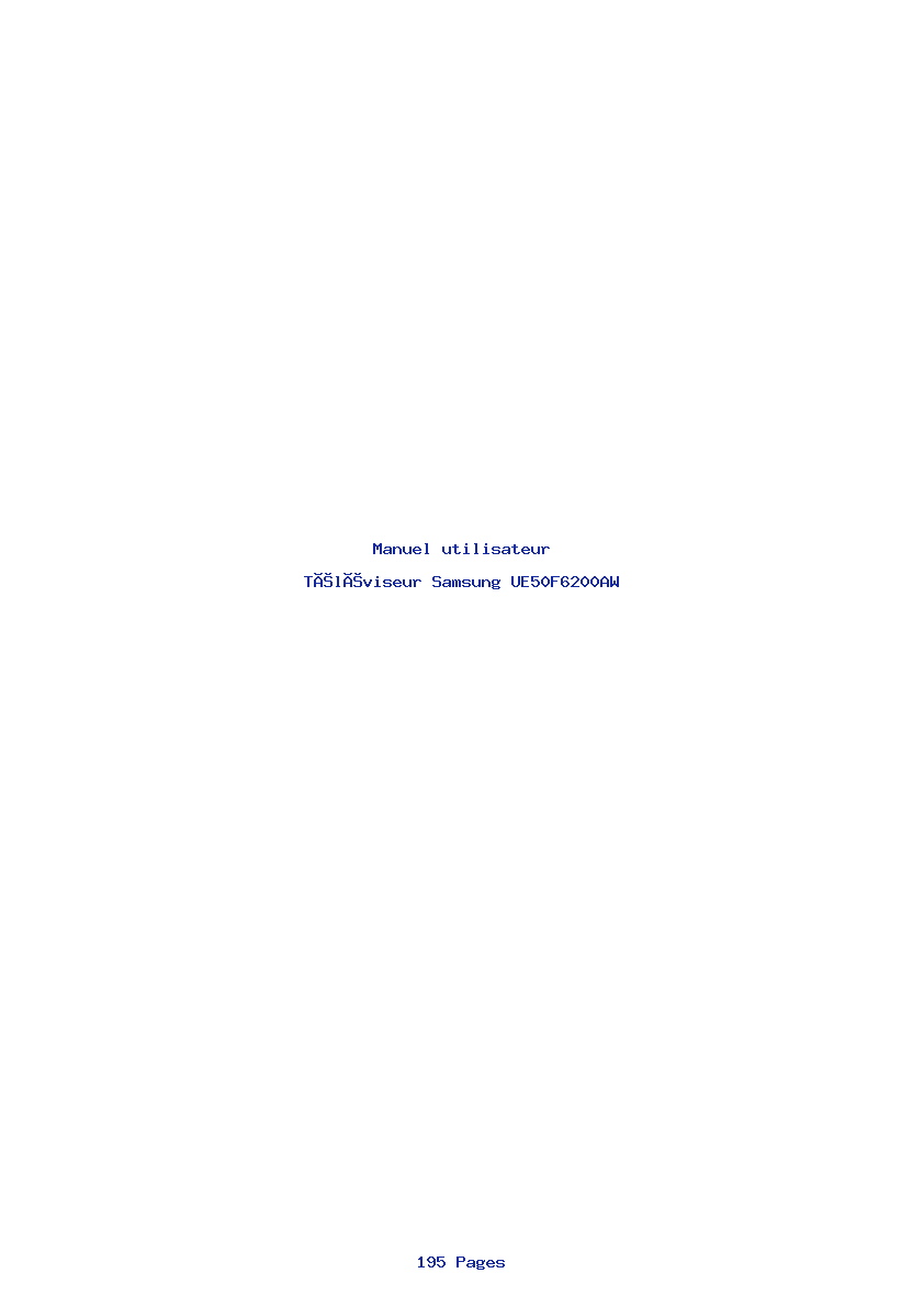 Page 1 de la notice Manuel utilisateur Samsung UE50F6200AW