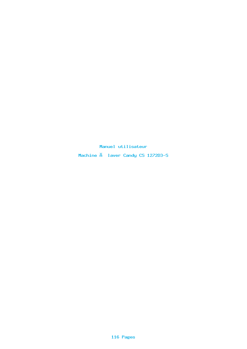 Page 1 de la notice Manuel utilisateur Candy CS 1272D3-S