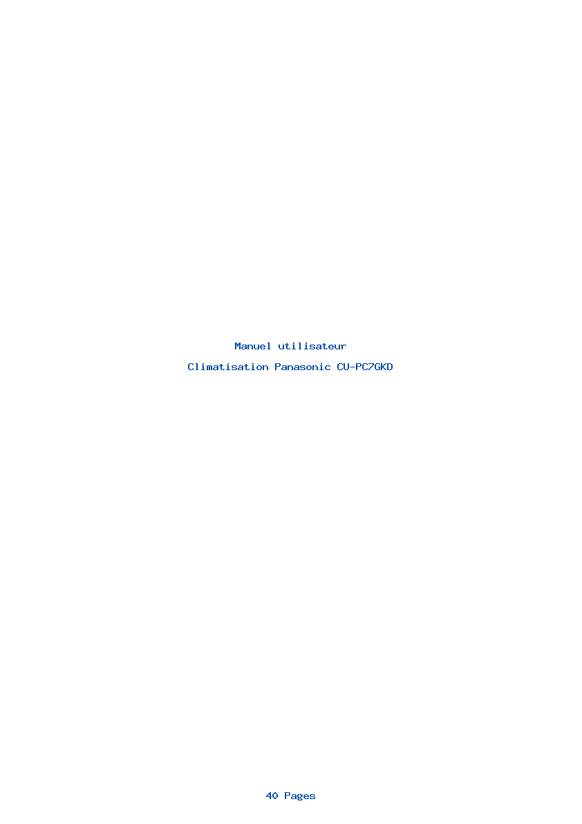 Page 1 de la notice Manuel utilisateur Panasonic CU-PC7GKD