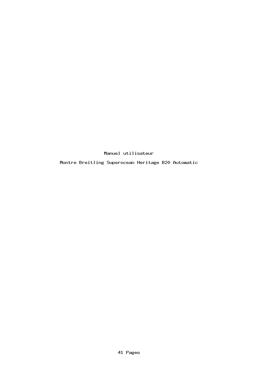 Page 1 de la notice Manuel utilisateur Breitling Superocean Heritage B20 Automatic