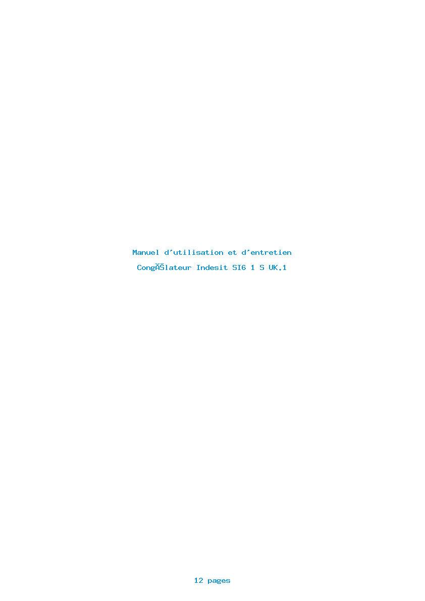 Page 1 de la notice Manuel d'utilisation et d'entretien Indesit SI6 1 S UK.1