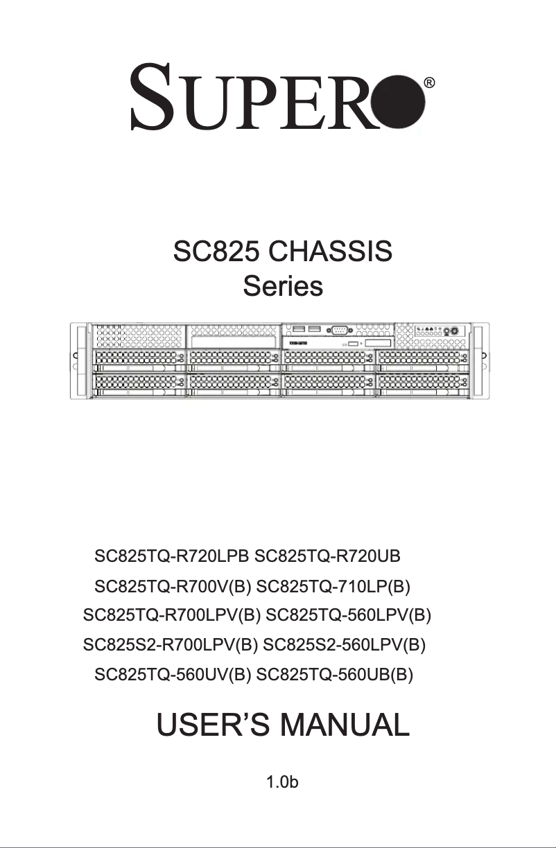 Page 1 de la notice Manuel utilisateur Supermicro 825TQ-563LPB