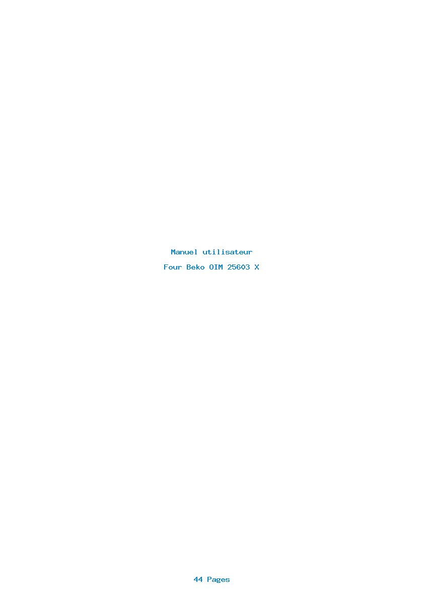 Page 1 de la notice Manuel utilisateur Beko OIM 25603 X