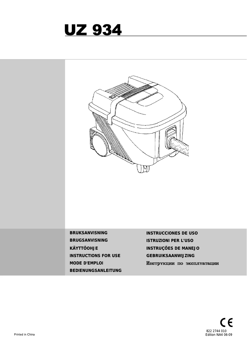 Page 1 de la notice Manuel utilisateur Nilfisk UZ 934