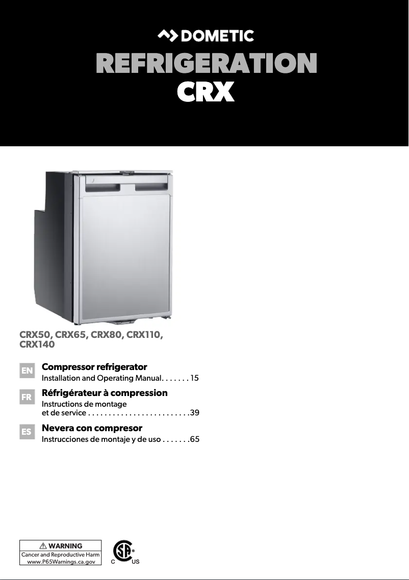 Page 1 de la notice Manuel utilisateur Dometic CRX 80U