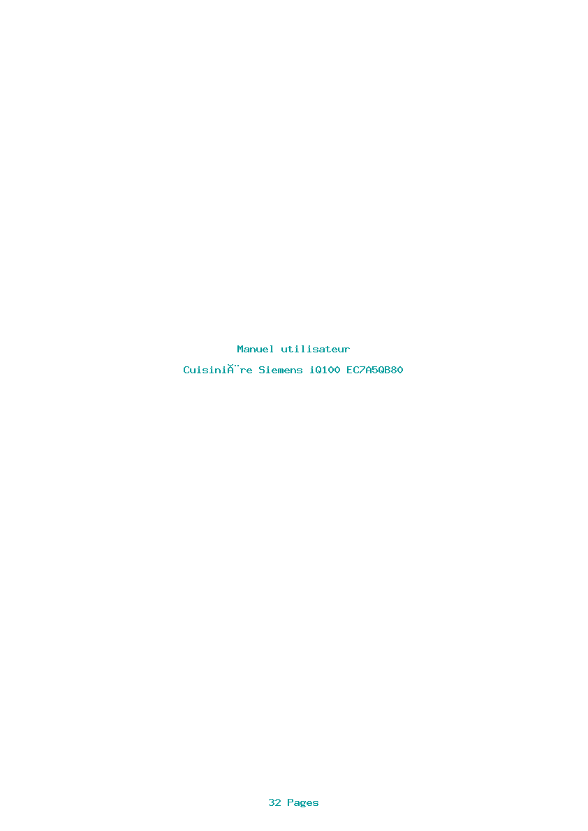 Page 1 de la notice Manuel utilisateur Siemens iQ100 EC7A5QB80